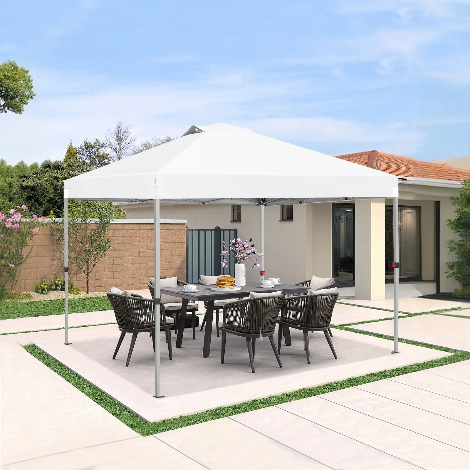 PHIVILLA 10'x10' Outdoor Pop-up Canopy, 150D Oxford Cloth, Water-Resistant, UV-Correlated Fabric, 100 Sq. Ft. of Shade[live]