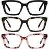 RESJOK Women's 3-Pack Square Frame Reading Eyeglasses for Adults - Lightweight, Bluelight Blocking, Anti-Glare, UV Protection, High Definition Glasses, Eye Strain Relief, Fashion Eyewear, Eyeglasses for Phone and Gaming, Ideal Gift,familyfun
