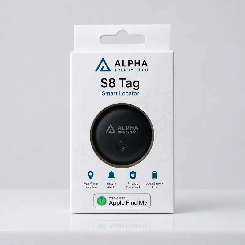 Anti Lost Wireless Smart Tracker Key Finder - Portable Mini Wearable Keychain Tag with Anti Theft Tracking, Separation Alert, Built-In Alarm, Long-Lasting Battery, Compact Lightweight Design for Bags & Backpacks, Compatible with Find My & Android