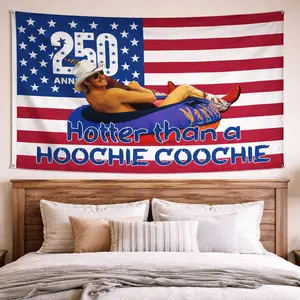 Hotter Than A Hoochie Coochie Flag, 250th Anniversary 1776–2026 Flag, Patriotic USA Snake Flag, Faith Family Freedom American Banner, Vintage American Flag Outdoor Decor