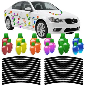 Reflective Magnetic Christmas Lights for Car - Christmas Car Decorations Reflective Light Bulb Magnet Decorations Magnetic Christmas Lights for Car, Door, Refrigerator, Fridge, Halloween, Holiday