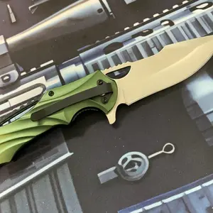 EDC OD Green Pocket Knife - 3CR13 Stainless Steel Blade, TPR and TPU Handle, Assisted Opening - Closed 5 Inches