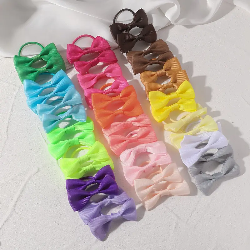 40pcs Mini Bow Hair Ties, Elastic Non-Damaging Woven Fabric, Cute Cartoon Bowknot Multicolor for Daily Wear, Perfect Holiday Gifts for Kid, Cute Hair Accessories