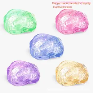 Non-Newtonian Liquid Glass Mud Transparent Colorful Crystal Slime Stress Relief Toy, Portable Anti-Stress Bubble Gum, Pull String Crystal Mud