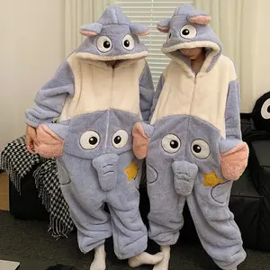 Kigurumi Adults Winter Sleepwear Women Men Pajamas Animal Onesie Thicken Couples Pijamas Cartoon Night Wears For Women Homewear