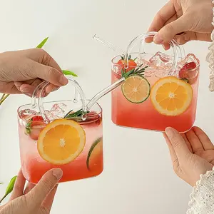 Glass Wine Cup Set (2 Pieces), 26oz Unique Wine Cups, Ladies Party Gift, Fish Tank Vase, Creative Drinking Cup, for Juice Tea Flowers