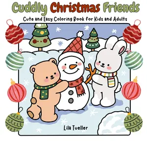 Cuddly Christmas Friends by Lila Tueller - Soft Cover Cozy Coloring Book for Kids and Adults 50 Festive Pages with Cute Characters and Activities