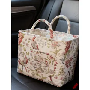 Floral Print Storage Basket, Collapsible Storage Baskets, Foldable Fabric Organizer, Portable Underwear and Miscellaneous Holder, Home Organization for Kitchen Bathroom Bedroom Office