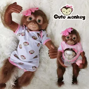 20 Inch Reborn Baby Monkey Dolls,Soft Vinyl and Cloth Body Realistic Newborn Real Life Baby Dolls Reborn Baby Lifelike Dolls Gift Set for Kids