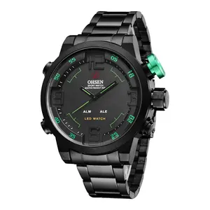 OIDEA Men's Tactical Military Watch with Digital Analog Dual Display, Waterproof LED Backlight Stainless Steel Band Sport Wrist Watch