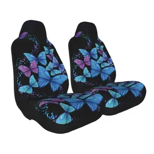 Universal Car Seat Covers Set, Blue Butterfly Design, All-Season Fabric, Full Protection, Fits Multiple Models, Women's Car Accessories, Car Seat Protector