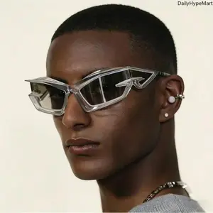 Y2K Futuristic Tech Sunglasses, Retro Cyber Streetwear Eyewear for Men Women