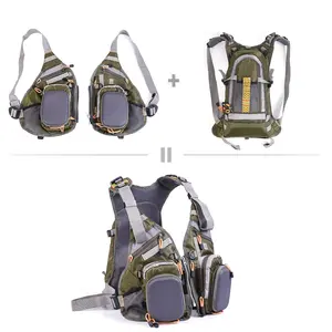 3-in-1 Convertible Fishing Vest Bag – Dual Use Chest Bag & Backpack, suitable for fly fishing, hiking, hunting, and outdoor activities; men’s multi-pocket tackle storage bag
