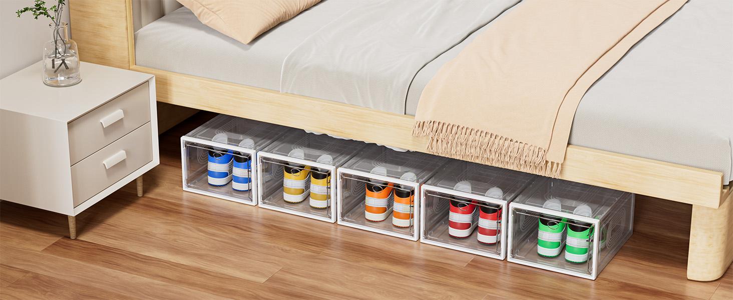 7CODE 20-Packs Shoe Box Storage Set Transparent Shoe Organizer Thickened Magnetic Acrylic Simple Hard Plastic Thickened Flip-Top Lid