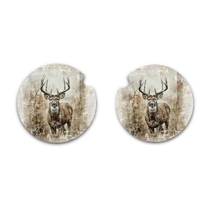 Deer Hunting Car Coaster, Massive Buck, Truck Accessories, Hunters Gift, Neoprene Car Coasters, Hunting Car Cup Holder