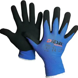 12 Pair Diesel BLUE Safety Gloves Sandy foam Coated for Grip
