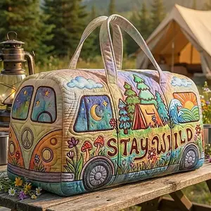 Short-Distance Quilted Travel Bag, Gym Bag, Quilted Travel Bag, Stylish Printed Women'S Yoga Bag, Handbag, Large-Capacity Commuter Bag, Beach Vacation Multi-Purpose Backpack