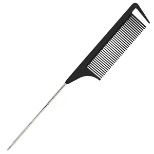 Rat Tail Comb for Braiding Hair, Fine Tooth Hair Comb with Stainless Steel Pintail for Sectioning, Parting and Styling Durable detangler hair Haircare Heatless