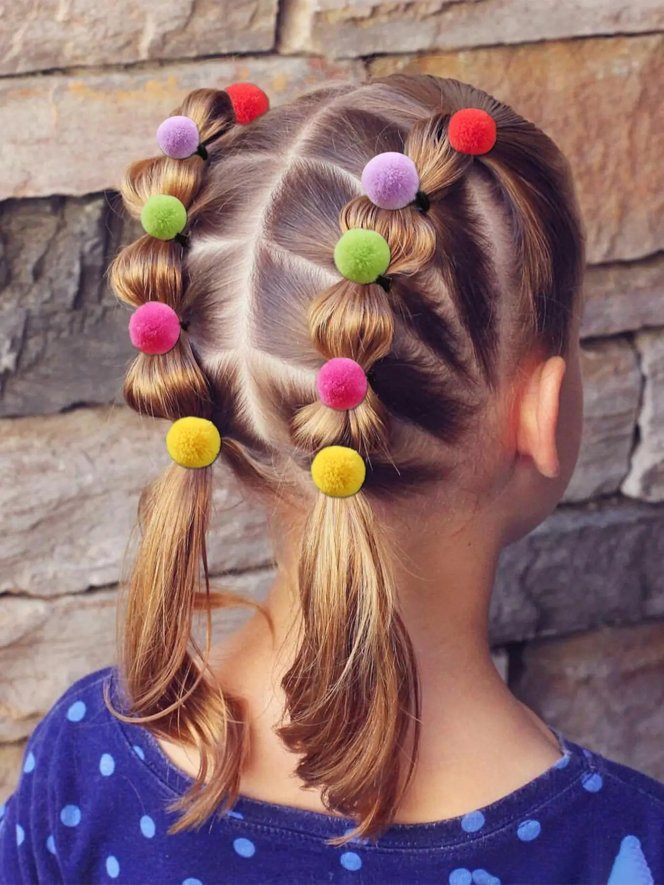 16pcs/set Kid's Cute Pom Pom Design Hair Ties, Colorful Trendy Hair Ties for Girls, Fashionable Hair Accessories Sets for Kids for Ponytail Use