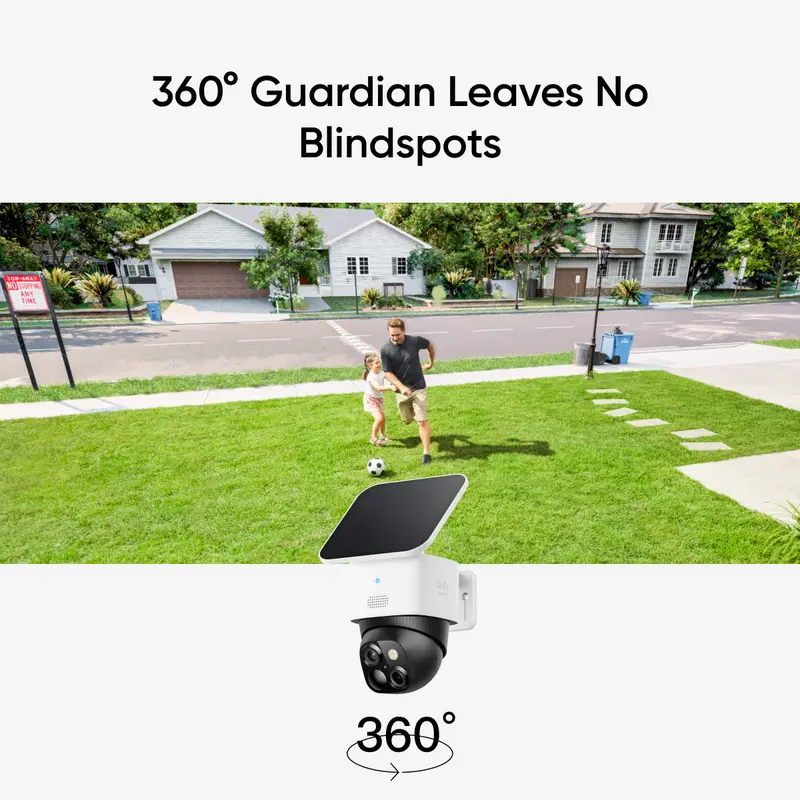 [Exclusive Bundle] eufy SoloCam S340, 360° Pan & Tilt Solar Security Camera 2.4 GHz Wi-Fi No Monthly Fee HomeBase S380 Compatible - Ai Auto Lock And Tracking