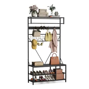 Perchero de pie independiente para dormitorio y armario - Organizador vertical de ropa - Estructura robusta - Ideal para almacenar y colgar prendas en el hogar