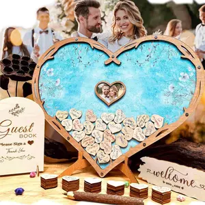 Rustic Wedding Guest Book Alternative Pen Set Sign Heart Drop Box,  Personalized Guest Book Wedding Reception Birthday  Shower Bridal Baptism Party Decor (Classical Black)