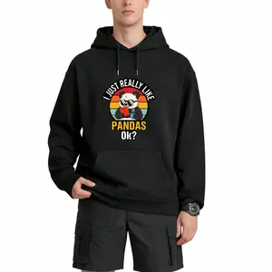 Soft 100% Fabric Men's Retro Panda Hoodie – Long Sleeve, Casual Style
