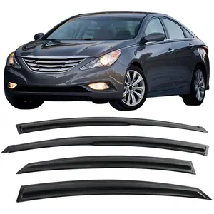 Window Visor For Hyundai For Sonata 2011-2014, Acrylic Sun Rain Shade Guard Wind Vent Mugen Style Smoke Tinted & Semi-transparent Air Deflector 4PC, 2012 2013