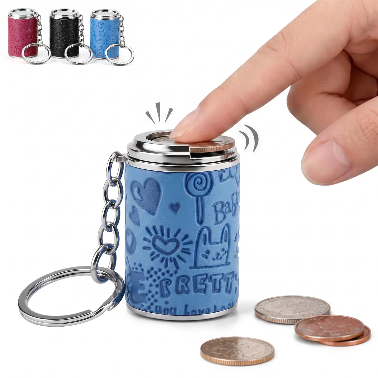 Mini Coin Bank Portable Coin Storage Keychain, Small Change Holder Case with Key Ring, Compact Pocket Money Organizer for Women Girls, Cute Travel Accessories Gift