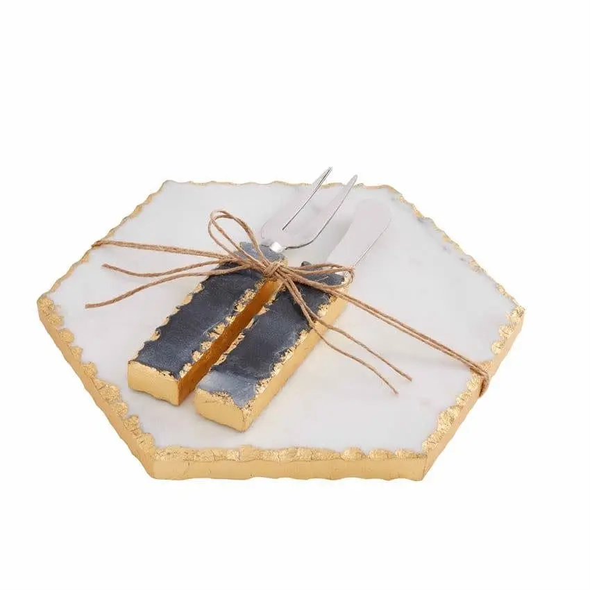 Mud Pie CHIPPED MARBLE CHEESE SET