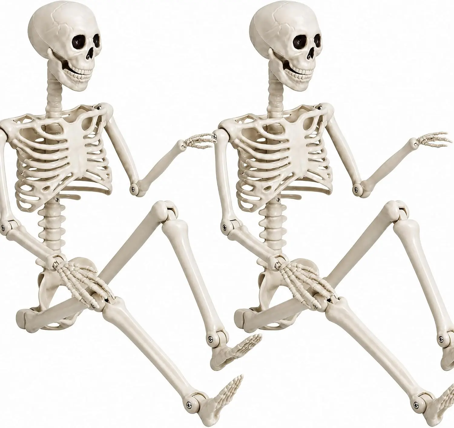 2 Pack 36" Halloween Skeleton, Full Body Life Size Posable Skeletons with Movable Joints, Realistic Plastic Human Bones Anatomy Model for Halloween Decorations Outdoor Yard Décor