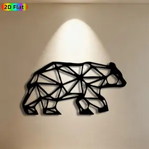 1pc Bear Metal Wall Art,Geometric Bear Statue Mural,Ideal Gift for New Year,Christmas,Rust-Resistant Metal Wall Decor Wall Sculptures,Perfect for Living Room Wall & Garden Fence,Wildlife Decor Enthusiasts
