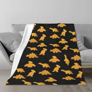 Cute Dinosaur Chicken Nuggets Throw Blanket Soft Fleece Flannel Throws for Bedroom Couch Sofa 60"x50"