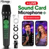 Facmogu Live Streaming Microphone with Built-in Sound Card, Plug-and-Play USB-C/Lightning Receiver for Android Smartphone, USB-C PC, Charging Support, Button Controls, Recording, Karaoke, Headphone Monitoring, Reverb, Voice Effects, Bluetooth BGM