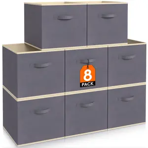 8-Pack 11/13 Inch Cube Storage Bins, Foldable Fabric Storage Baskets with Handles for Shelves, Closet, Home Organization