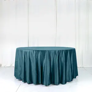 Premium Velvet Round Tablecloth 120" Peacock Teal - Seamless Soft & Reusable Table Cover