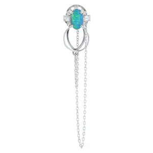 PT900/14K WG 1.31 CT Black Opal Tie Pin
