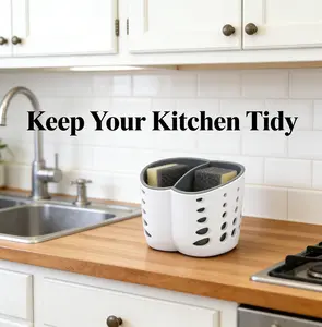 Vertical Sponge Holder | 9.5x9.5x8.3cm Plastic Storage Basket Compact Kitchen Utensils Mold