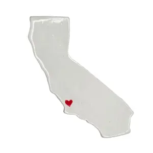 San Luis Obispo Ceramic Magnet - Handmade Central Coast California Souvenir with Red Heart Design