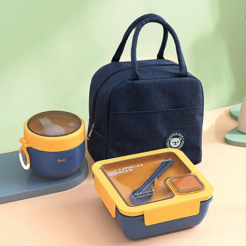 1100ML Blue [Lunch Box+Cup+Bag]