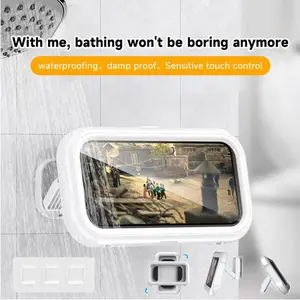 All-round Waterproof Cell Phone Holder 480° Rotating Shower Phone Holder with Waterproof Case Compatible with 4" to 7" Phones Anti-fog Full Touchscreen Functionality for Easy Use in the Shower Wall-mounted for Convenience and Security