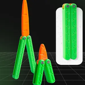 2 Pcs Carrot Butterfly Decompression Toy, Rich Colors & Original Shape, 3D Printed Sturdy Stress Relief Fidgeting Toy, Large Size Ideal for Relaxation ,1 Big 1 Small