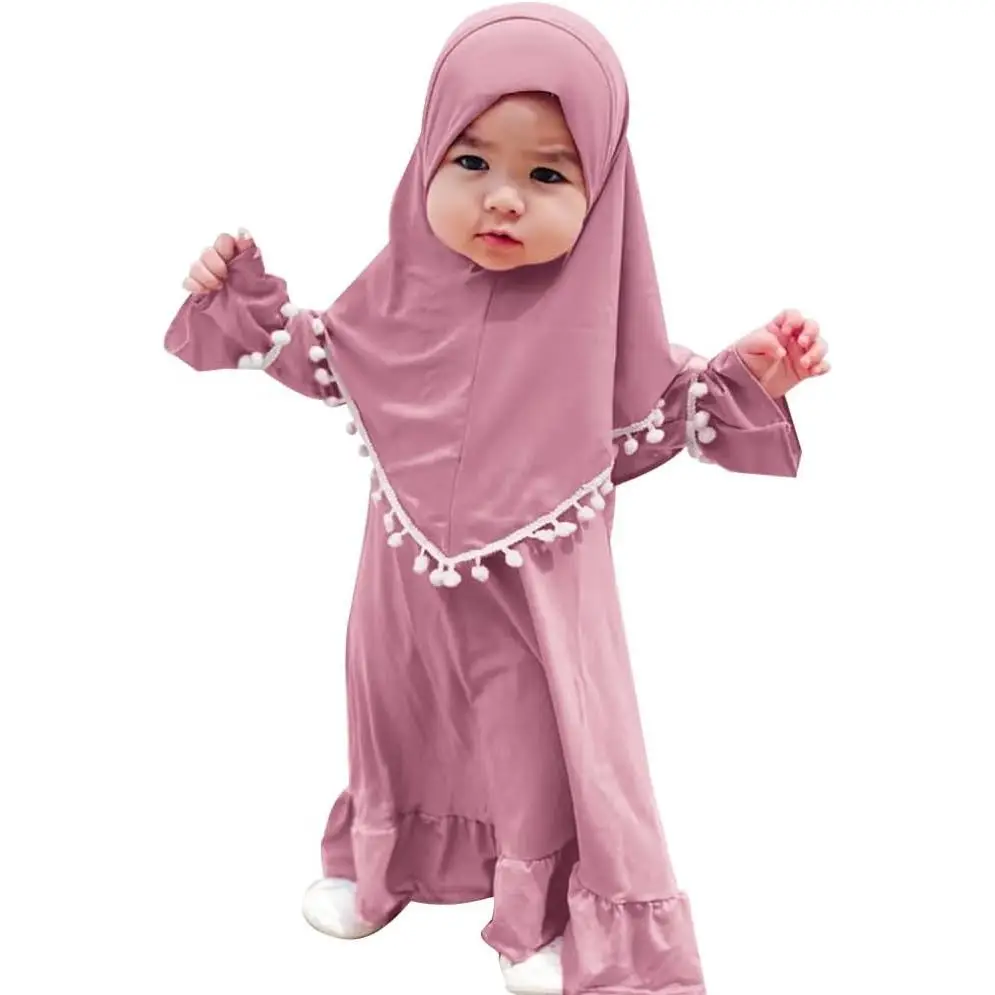 Toddler Baby Girls Hijab Dresses Muslim Abaya Dresses for Girls Middle Modest Outfits