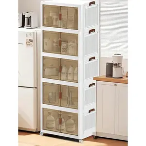 1/3/5layer Extra Large Folding Storage Cabinet - Plastic Bins With Lids, Collapsible Stackable Containers Wheels, Lockers, shelving New acrylic straw holder fudora home Capacity Cosmetic Organizer Makeup Case Drawers 360 string vintage candy drawer 3 tier