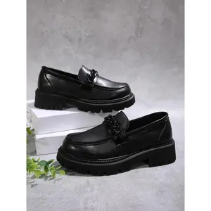 Women's Fashionable Chain Decorated Loafers, Casual Comfortable Platform Loafers for Daily Wear, All-match Commuter Shoes for Work & Daily Wear, Slip-on