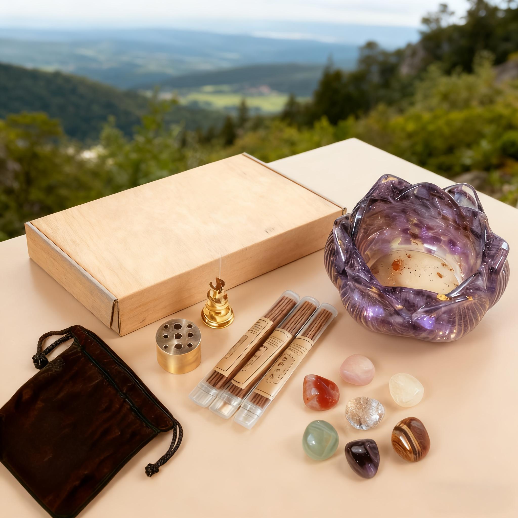 Handmade Lotus Crystal Aromatherapy Set - Candle Holder and Diffuser Bowl Infused with Natural Crystals | Unique Birthday Gift, Suitable for Him and Her, Perfect for Halloween, Christmas, Thanksgiving, and Other Holiday Decorations Handmade Lotus Crystal Aromatherapy Set - Candle Holder and Diffuser Bowl Infused with Natural Crystals | Unique Birthday Gift, Suitable for Him and Her, Perfect for Halloween, Christmas, Thanksgiving, and Other Holiday Decorations