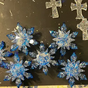 Blue and Silver Snowflake Ornaments for Festive Home Decor
