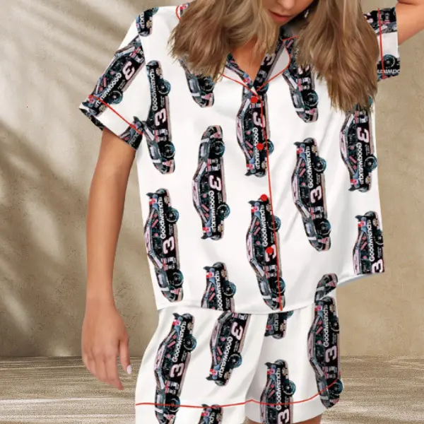 Black Race Car Pajama Set - Fun and Comfortable Sleepwear for Women, Perfect for Relaxation and Racing Fans