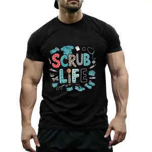 Everyday Comfort Women' s SCRUB LIFE Medical Graphic T- Shirt - Soft 100 Short Sleeve Tee with Stethoscope & Nurse- Themed Print, Casual Comfort Fit for Daily Wear, Travel, and Fitness