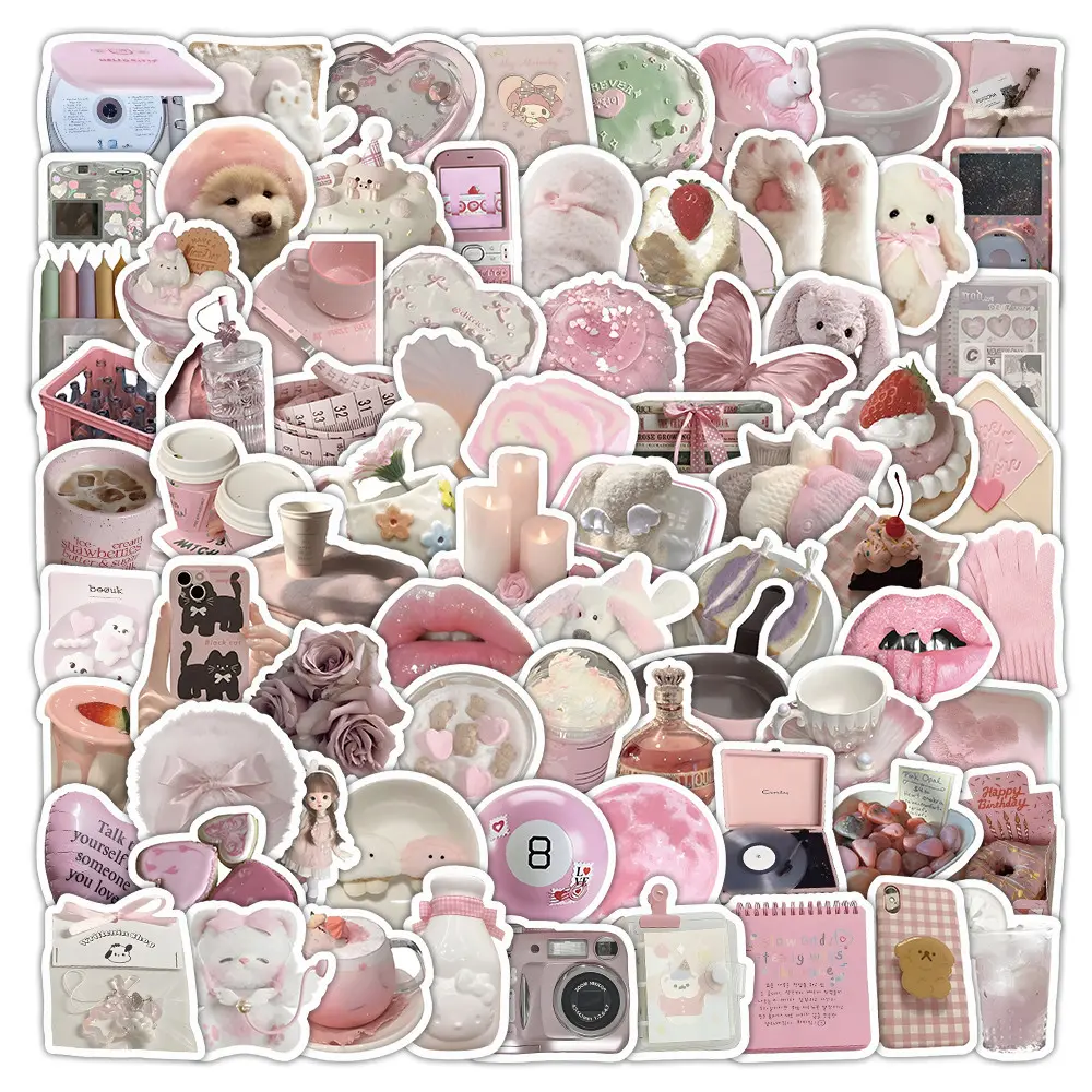 103 Pcs Pastel Pink Coquette Aesthetic Stickers - Waterproof Decals for Journals, Phone Cases & Water Bottles
